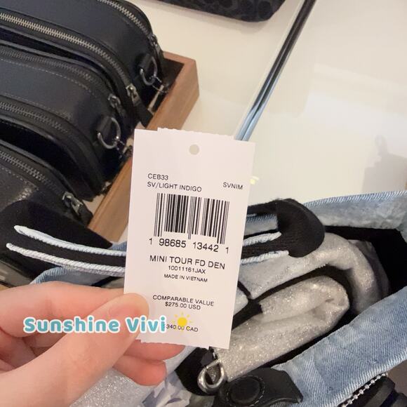 NWT COACH CEB33 Mini Tour Tote Bag In Loved Denim Silver/Light Indigo - Picture 6 of 6